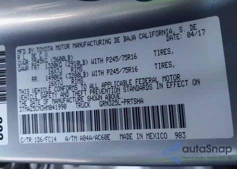 2017 Toyota Tacoma Sr5 V6 z USA, uszkodzony, nr VIN 3TMAZ5CN3HM041990